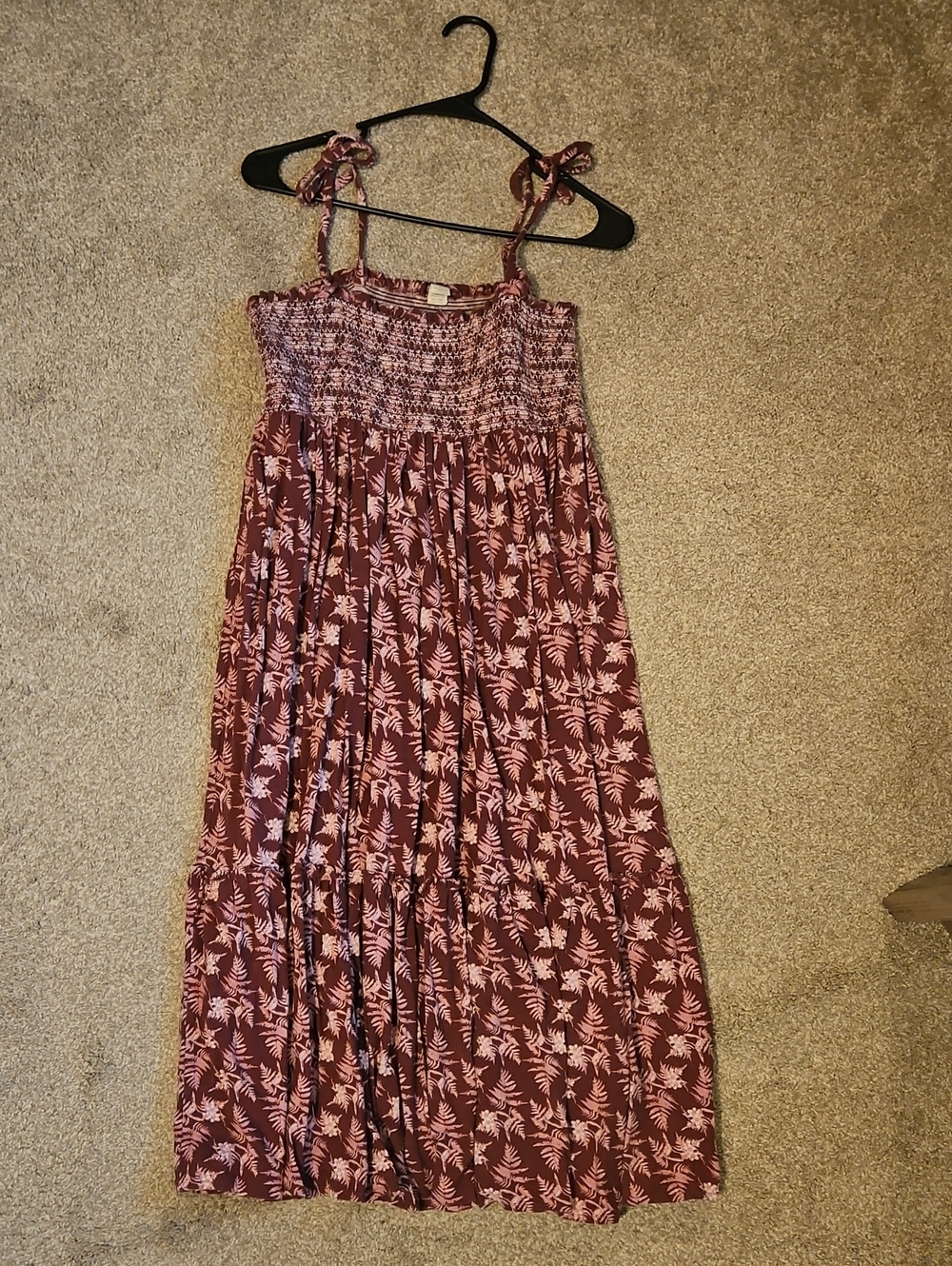 Kate Quinn Convertible Bamboo Dress Skirt Large Purple Floral Smocked Maxi